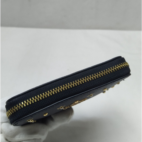 Coach Black Leather Zip Around Credit Card Square Wallet - Picture 5 of 13